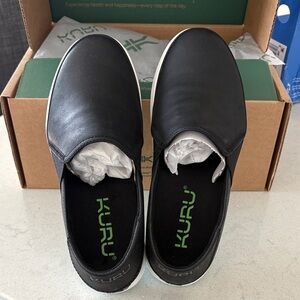 KURU Women's Black Leather Flats